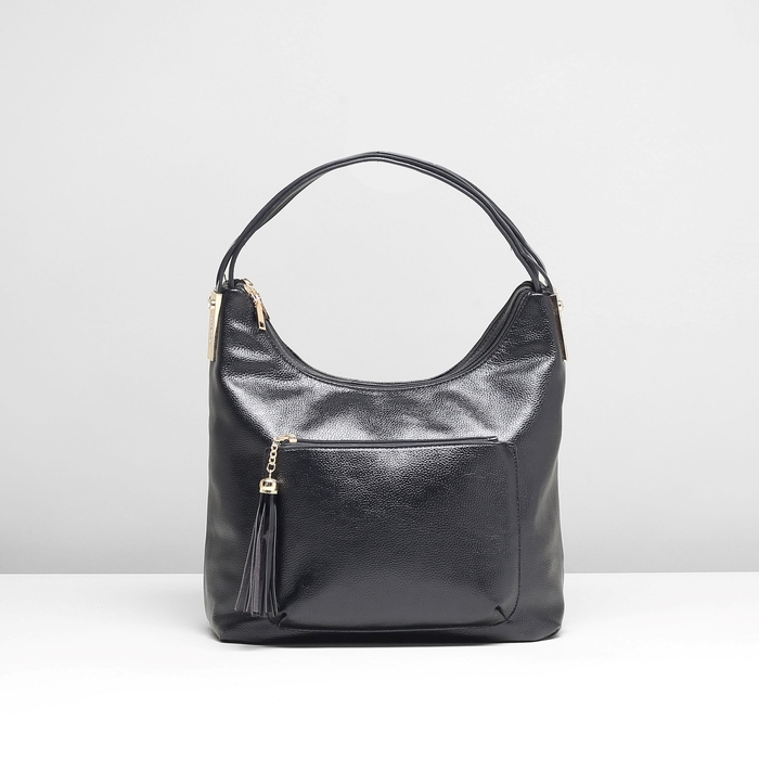 Сумка женская на молнии, 2 отдела, 2 наружных кармана, цвет чёрный