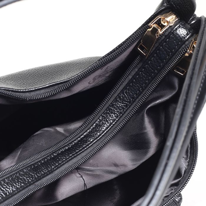 Сумка женская на молнии, 2 отдела, 2 наружных кармана, цвет чёрный