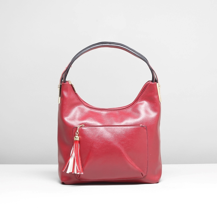 Сумка женская на молнии, 2 отдела, 2 наружных кармана, цвет красный