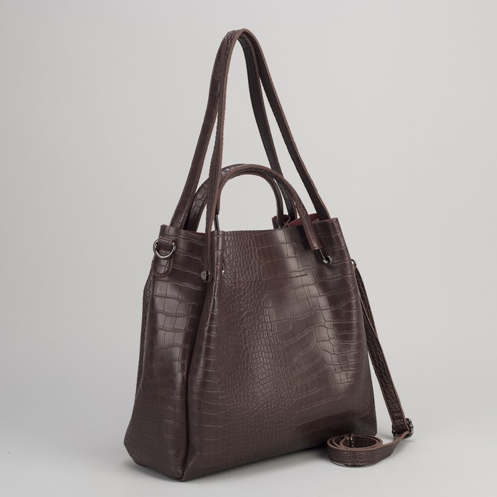 Сумка женская на молнии, 1 отдел, длинный ремень, цвет коричневый