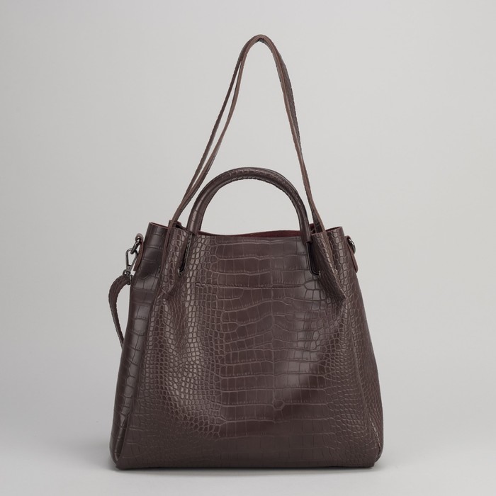 Сумка женская на молнии, 1 отдел, длинный ремень, цвет коричневый