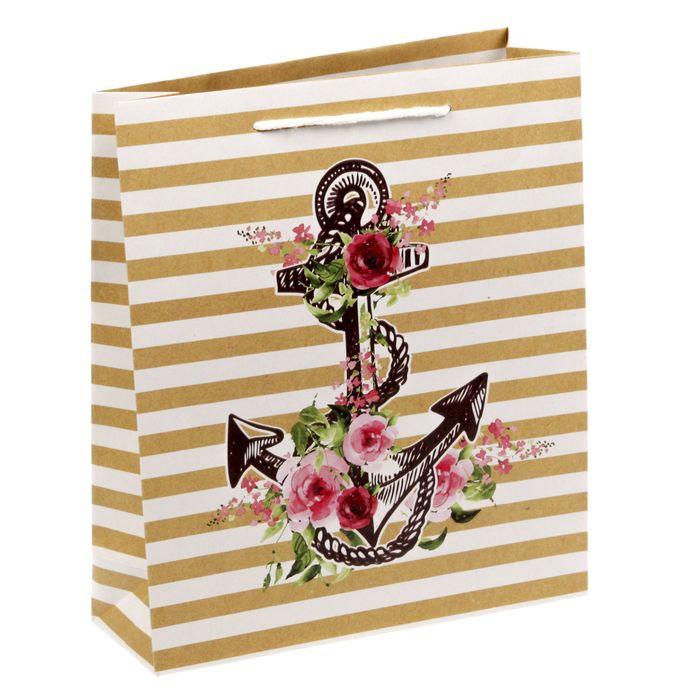 Пакет крафтовый вертикальный «Поздравляю!», ML 23 × 27 × 8 см