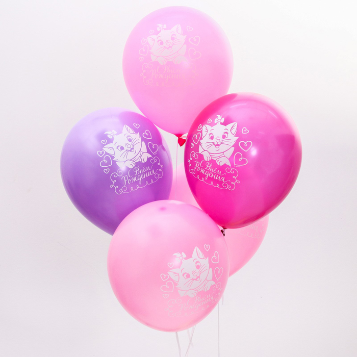 Воздушные шары «С Днем Рождения», Коты Аристократы, 5 шт., 12"