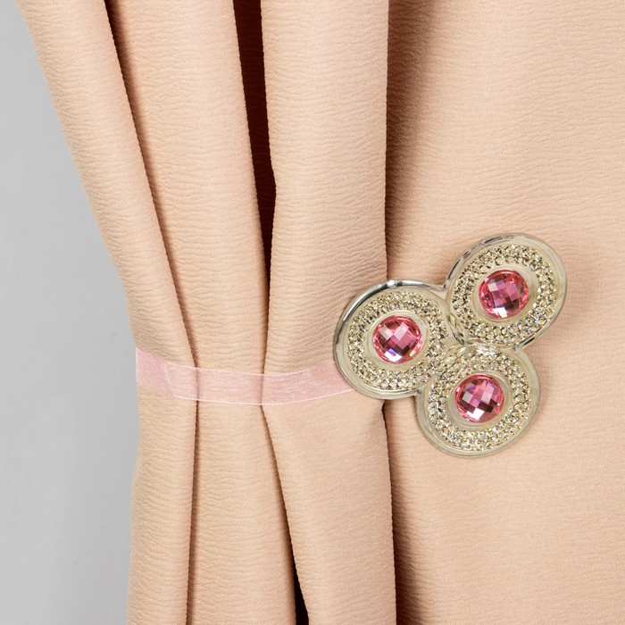 Подхват для штор на ленте "Трио", цвет розовый