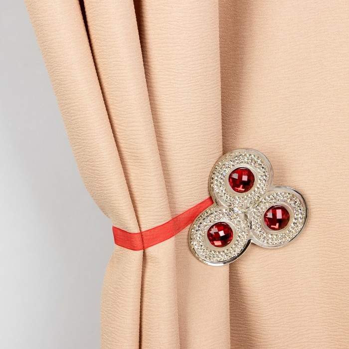 Подхват для штор на ленте "Трио", цвет красный