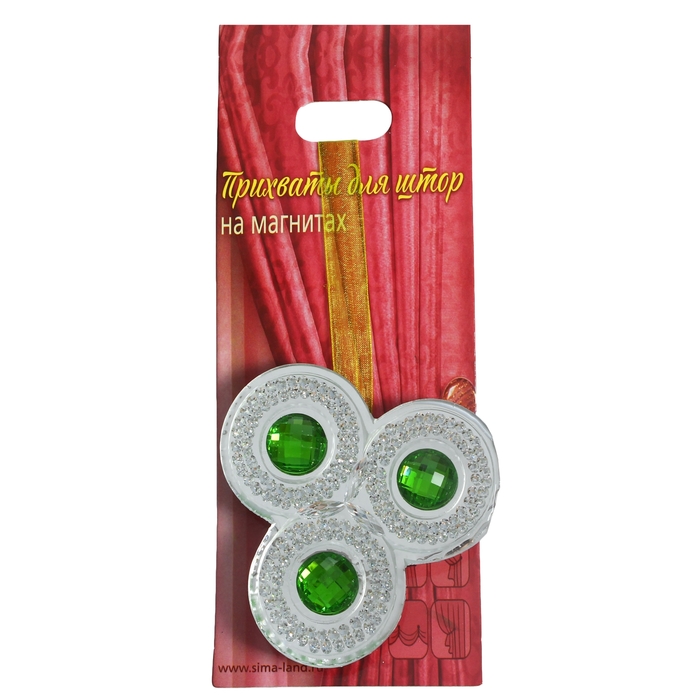 Подхват для штор на ленте "Трио", цвет зелёный