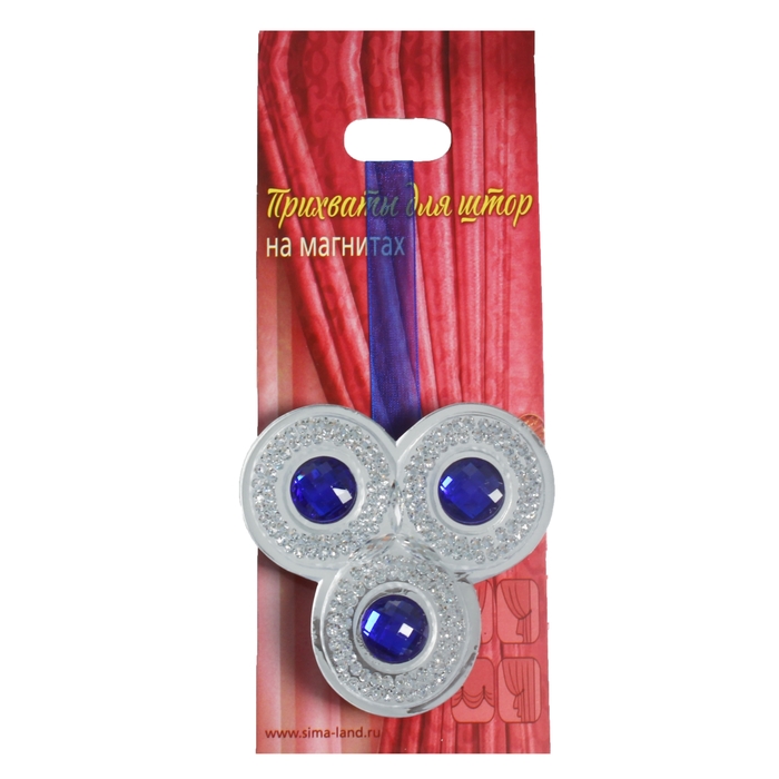 Подхват для штор на ленте "Трио", цвет синий