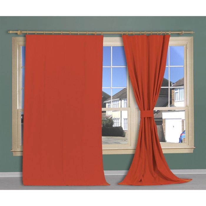 Однотонная штора "Оранжевый мир", размер 140х270 см, цвет красный