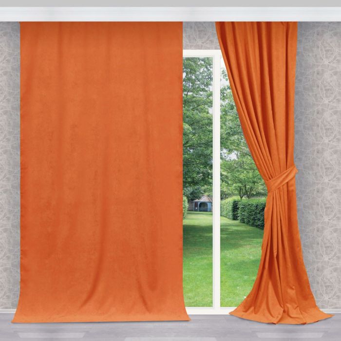 Однотонная штора "Оранжевое настроение", размер 140х270 см, цвет оранжевый