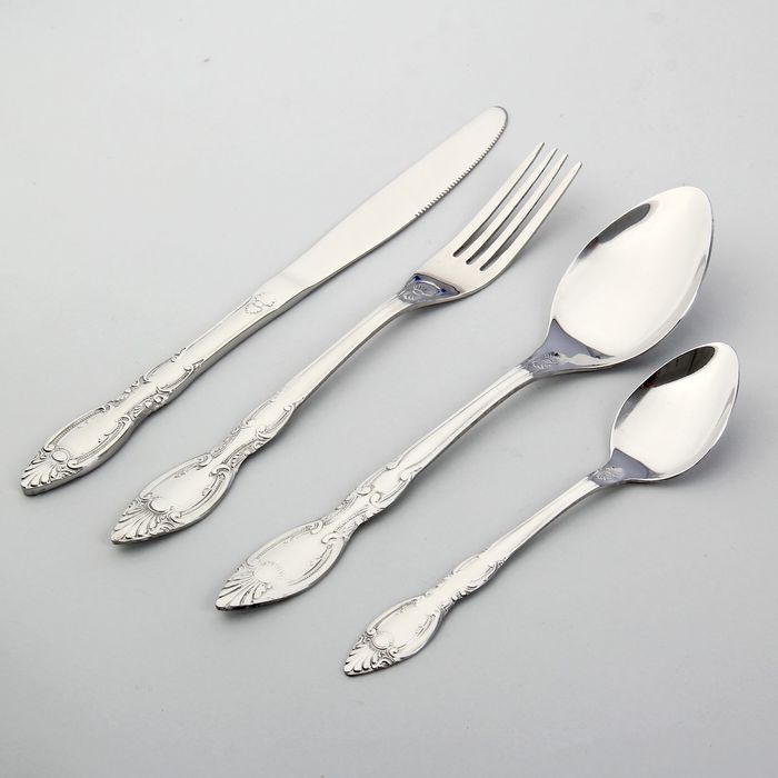 Набор столовых приборов 24 предмета (Нож ст 6 шт,Ложка ст 6 шт,Вилка ст 6 шт,Ложка чайная 6