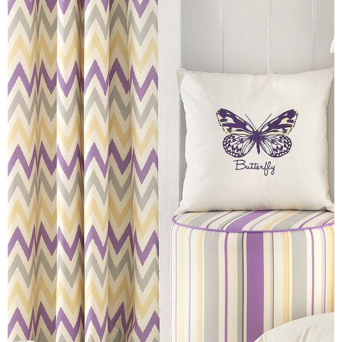 Штора с рисунком "Зигзаг Butterfly", размер 140х270 см, цвет фиолетовый