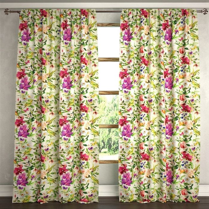 Штора с рисунком "Колибри", размер 180x270 см, цвет мультиколор