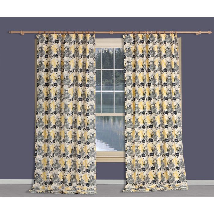 Штора "Желтые цветы", размер 140х270 см, цвет жёлтый