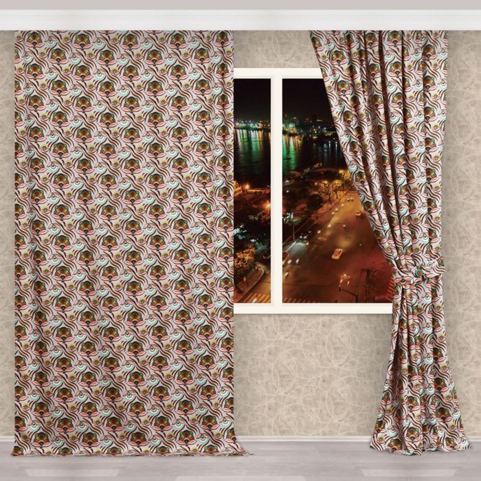 Штора с рисунком "Узоры Индии", размер 140х270 см, цвет мультиколор