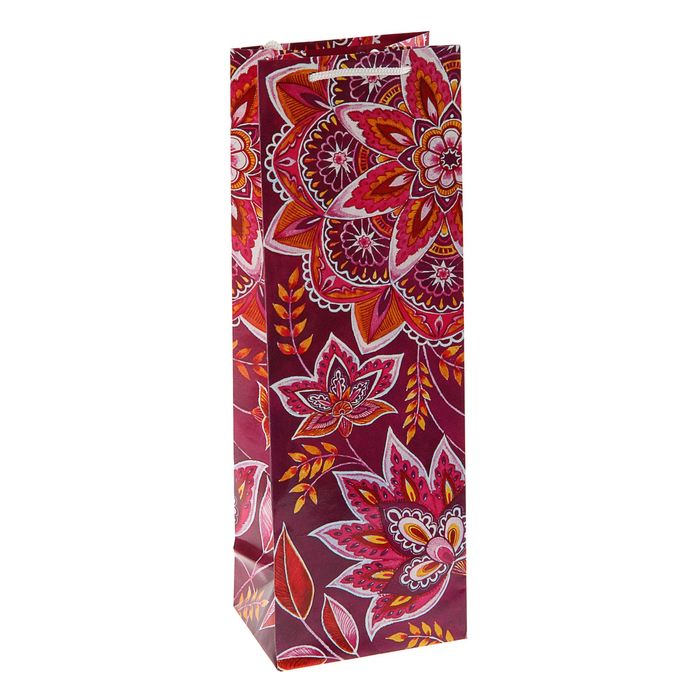 Пакет подарочный под бутылку "Арабеска" , 36 х 12 х 8.5 см