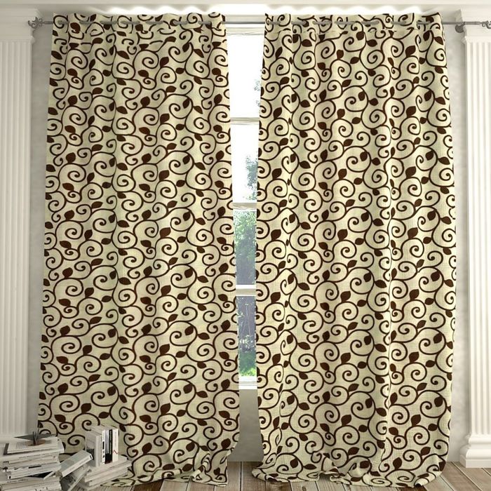 Штора с рисунком "Верде", размер 180x270 см, цвет шоколад