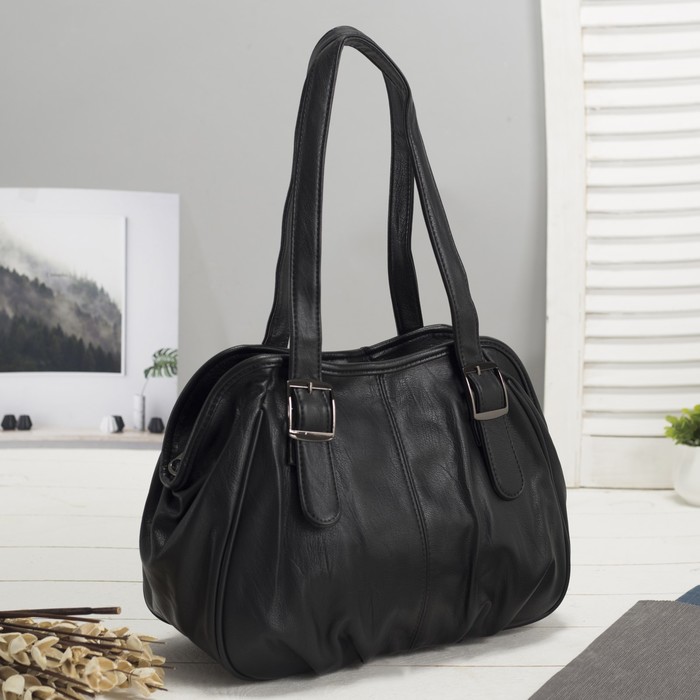 Сумка женская на молнии, 1 отдел, наружный карман, цвет чёрный