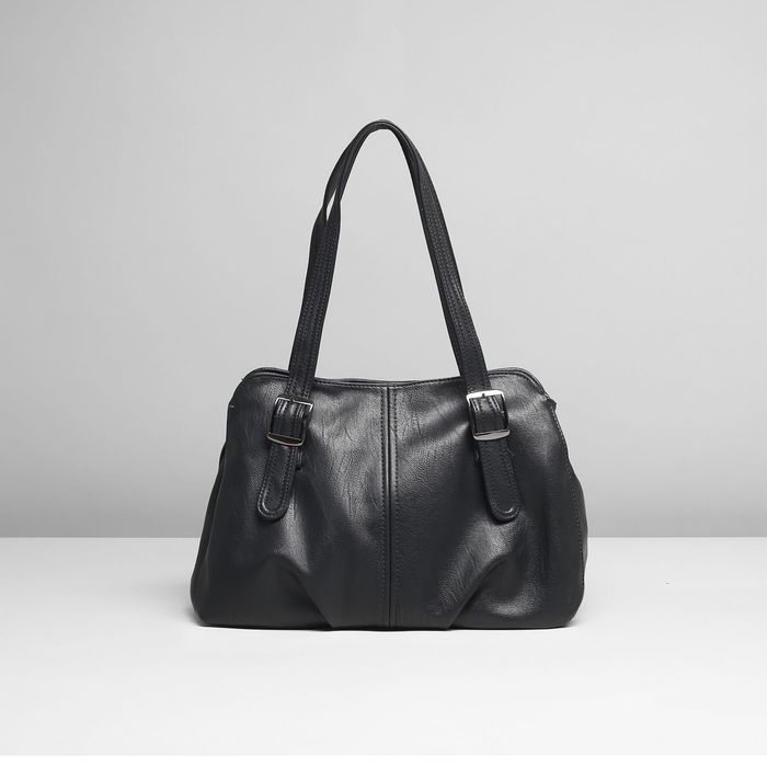 Сумка женская на молнии, 2 отдела, наружный карман, цвет чёрный