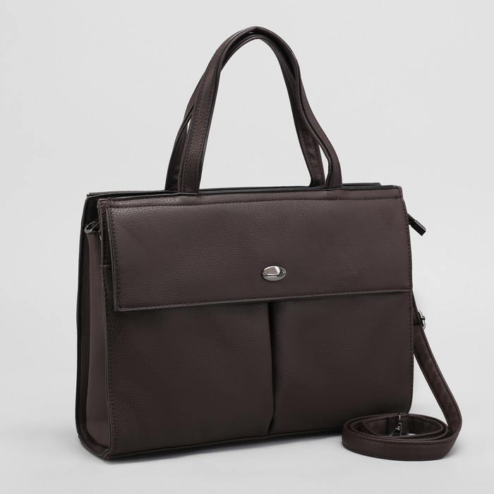 Сумка женская, 1 отдел с перегородкой, 3 наружных кармана, длинный ремень, цвет коричневый