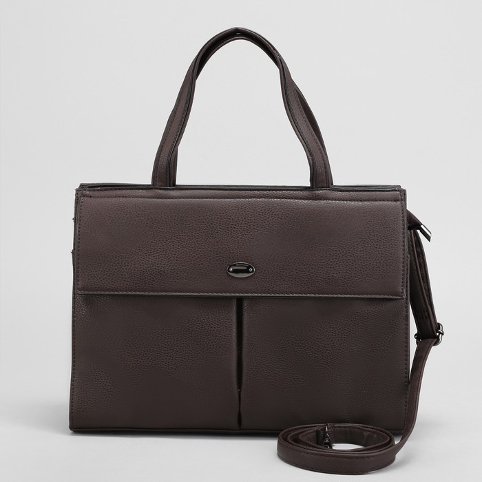 Сумка женская, 1 отдел с перегородкой, 3 наружных кармана, длинный ремень, цвет коричневый