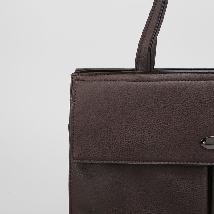 Сумка женская, 1 отдел с перегородкой, 3 наружных кармана, длинный ремень, цвет коричневый