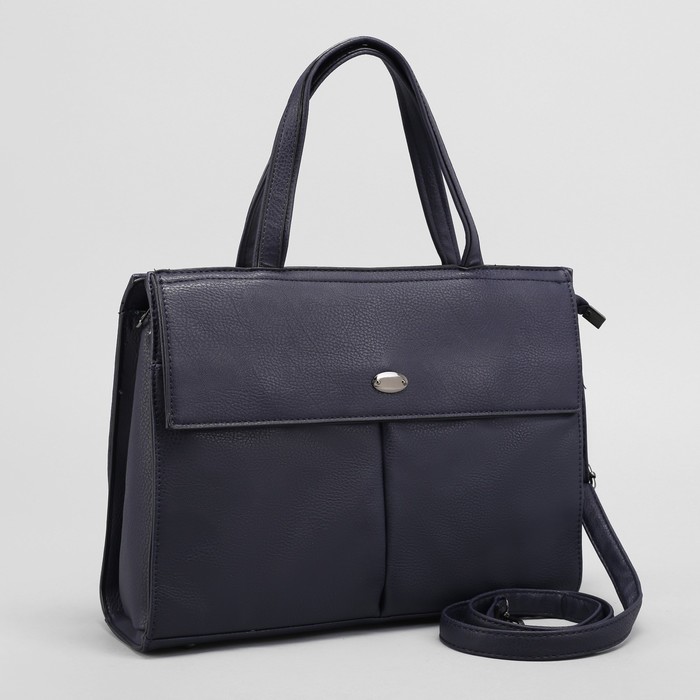 Сумка женская, 1 отдел с перегородкой, 3 наружных кармана, длинный ремень, цвет синий