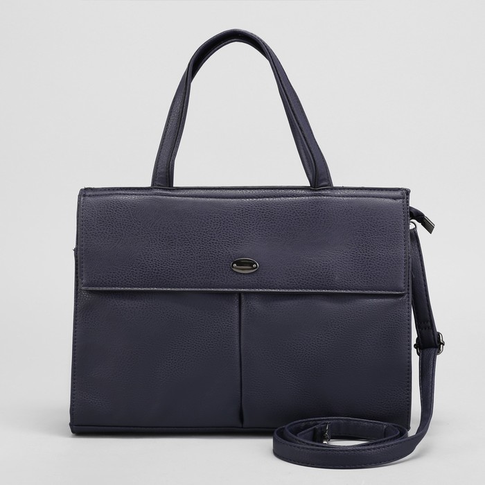 Сумка женская, 1 отдел с перегородкой, 3 наружных кармана, длинный ремень, цвет синий