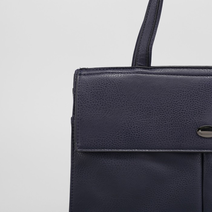 Сумка женская, 1 отдел с перегородкой, 3 наружных кармана, длинный ремень, цвет синий