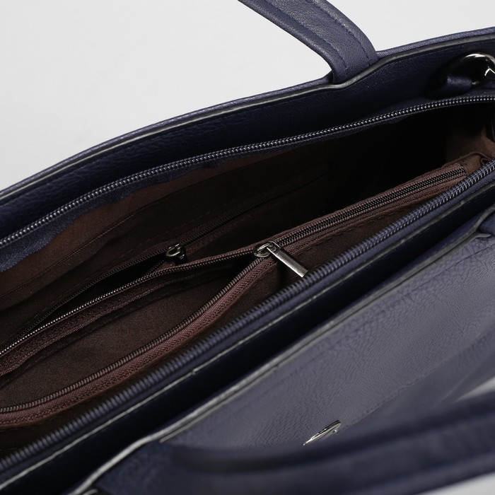 Сумка женская, 1 отдел с перегородкой, 3 наружных кармана, длинный ремень, цвет синий