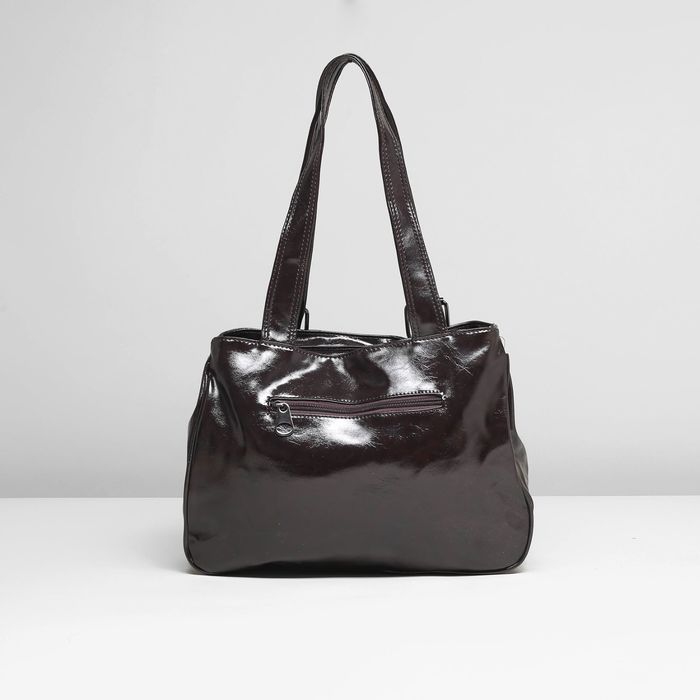 Сумка женская на молнии, 2 отдела, 3 наружных кармана, цвет коричневый