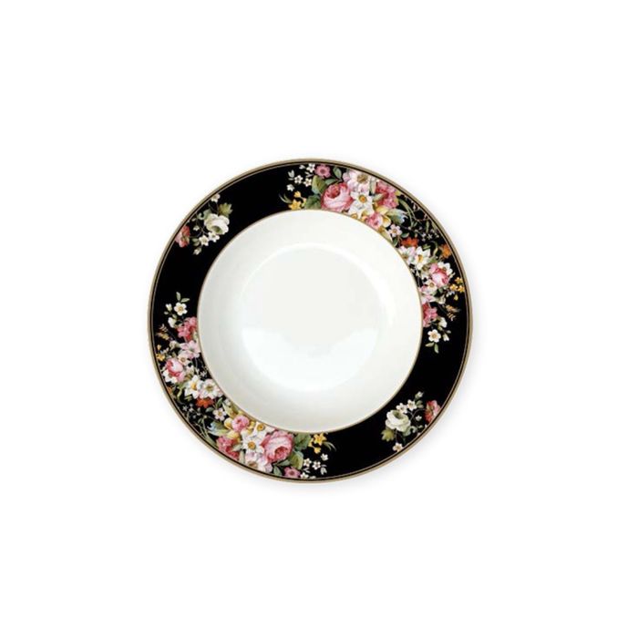 Тарелка суповая 23см (чёрная) "Цветочный карнавал"