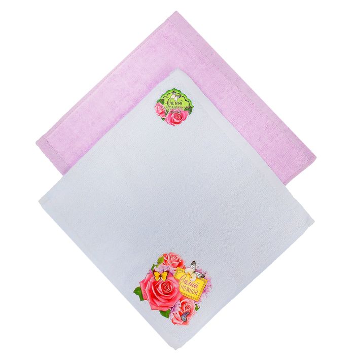 Набор полотенец Collorista "Самой нежной" 30х30см - 2 шт, 100% хлопок, 350 гр/м2