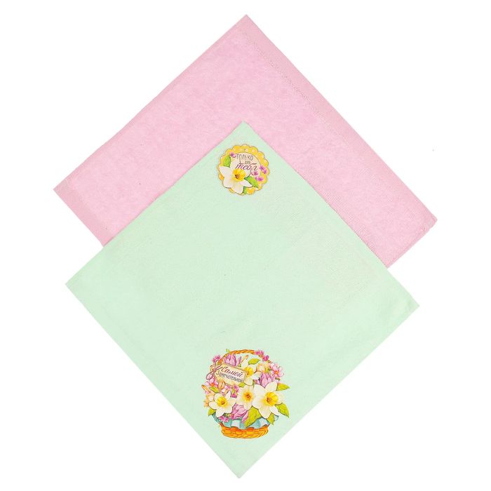 Набор полотенец Collorista "Самой замечательной" 30х30см - 2 шт, 100% хлопок, 350 гр/м2