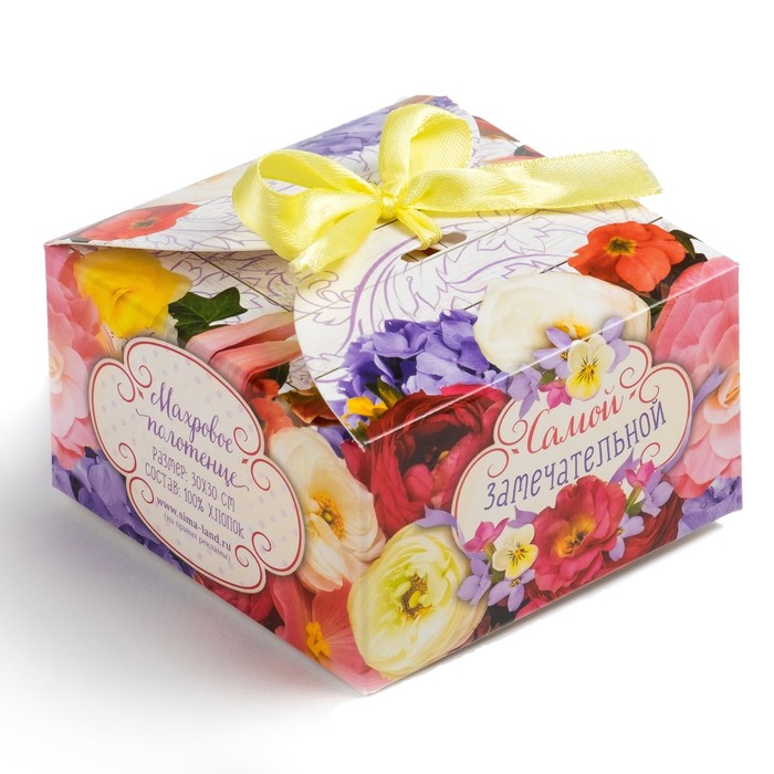 Салфетка махровая Collorista "Самой замечательной", МИКС, 30х30 см, 100% хлопок