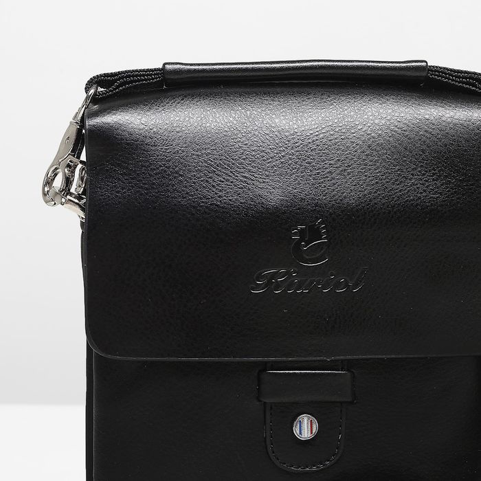 Планшет мужской, 3 отдела, 2 наружных кармана, ручка, длинный ремень, цвет чёрный