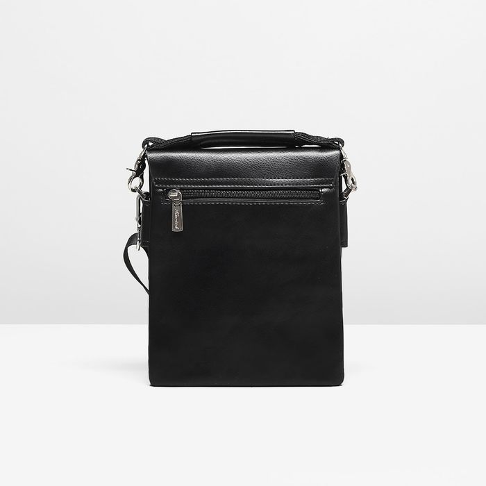 Планшет мужской, 3 отдела, 2 наружных кармана, ручка, длинный ремень, цвет чёрный