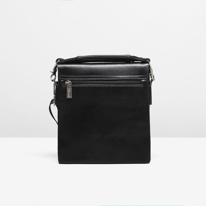 Планшет мужской, 3 отдела, 2 наружных кармана, ручка, длинный ремень, цвет чёрный