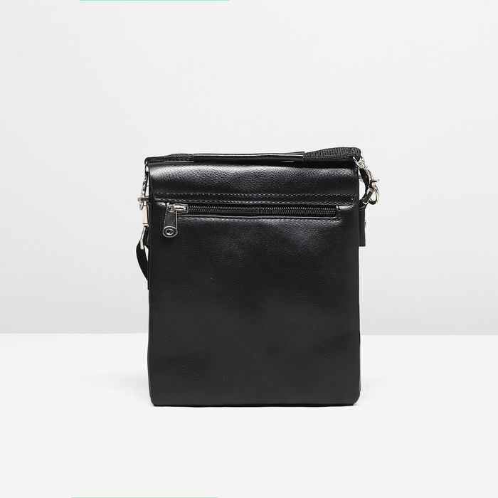 Планшет мужской, 3 отдела, 2 наружных кармана, ручка, длинный ремень, цвет чёрный