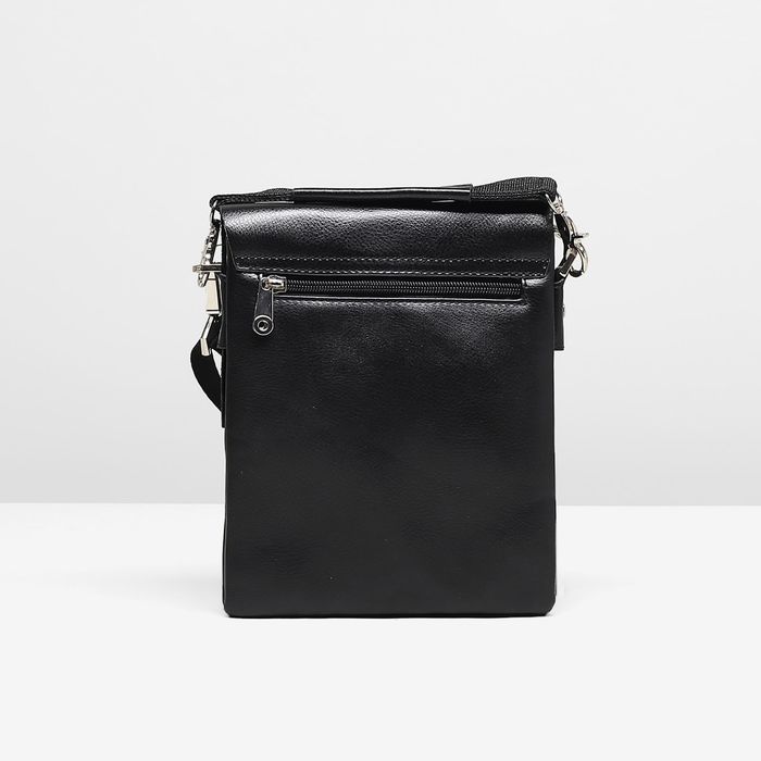 Планшет мужской, 3 отдела, 2 наружных кармана, ручка, длинный ремень, цвет чёрный