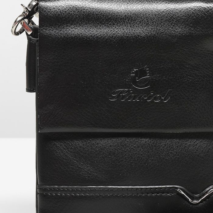 Планшет мужской, 3 отдела, 2 наружных кармана, ручка, длинный ремень, цвет чёрный