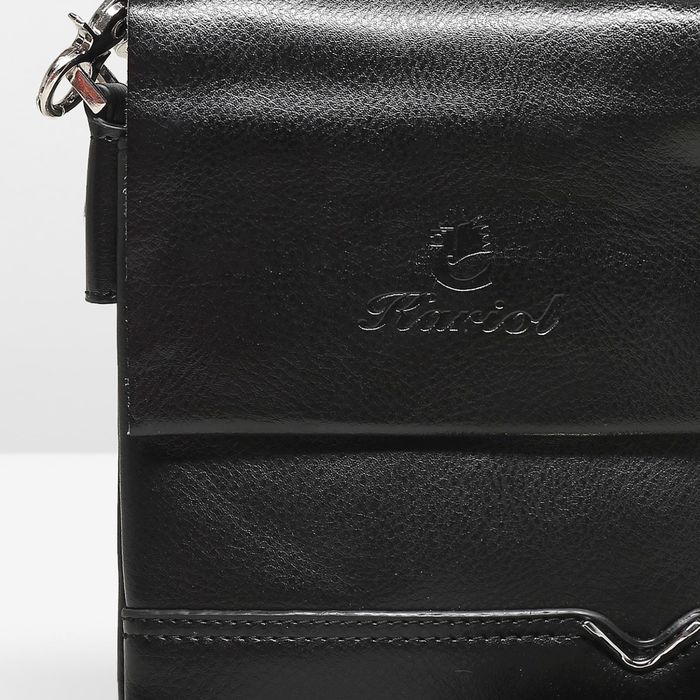 Планшет мужской, 3 отдела, 2 наружных кармана, ручка, длинный ремень, цвет чёрный