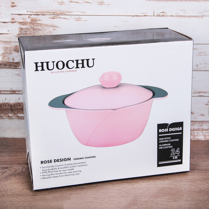 Кастрюля литая с керамическим покрытием d=24 см "Шоко", 3,6 л