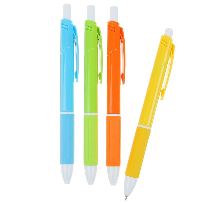 Ручка шариковая авт 0,5мм Vinson корпус МИКС Неон с резин держ стержень масляный синий