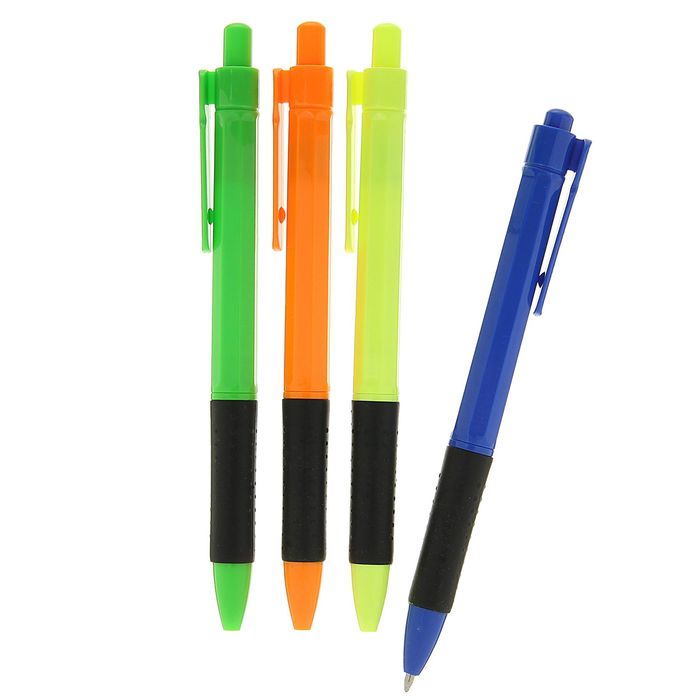 Ручка шариковая авт 0,5мм Vinson корпус МИКС Тропик с резин держ стержень масляный синий