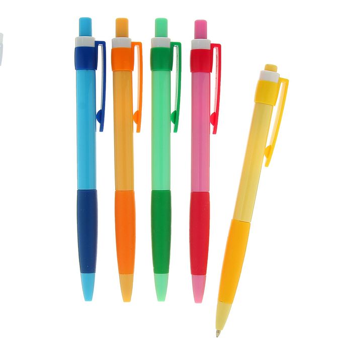 Ручка шариковая авт 0,5мм Vinson корпус МИКС NEW с резин держ стержень масляный синий