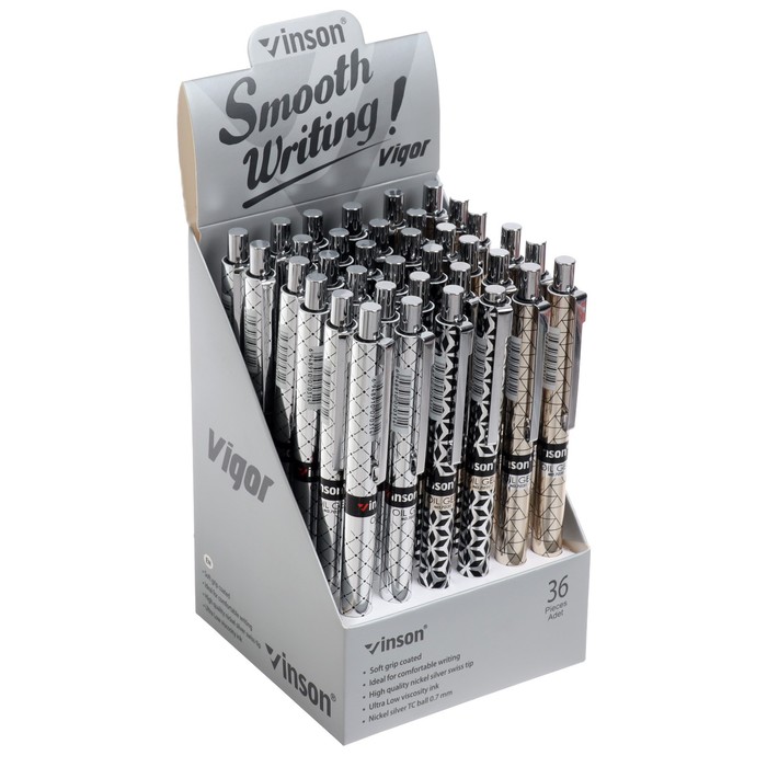 Ручка шариковая авт 0,5мм Vinson корпус МИКС Noble стержень масляный синий