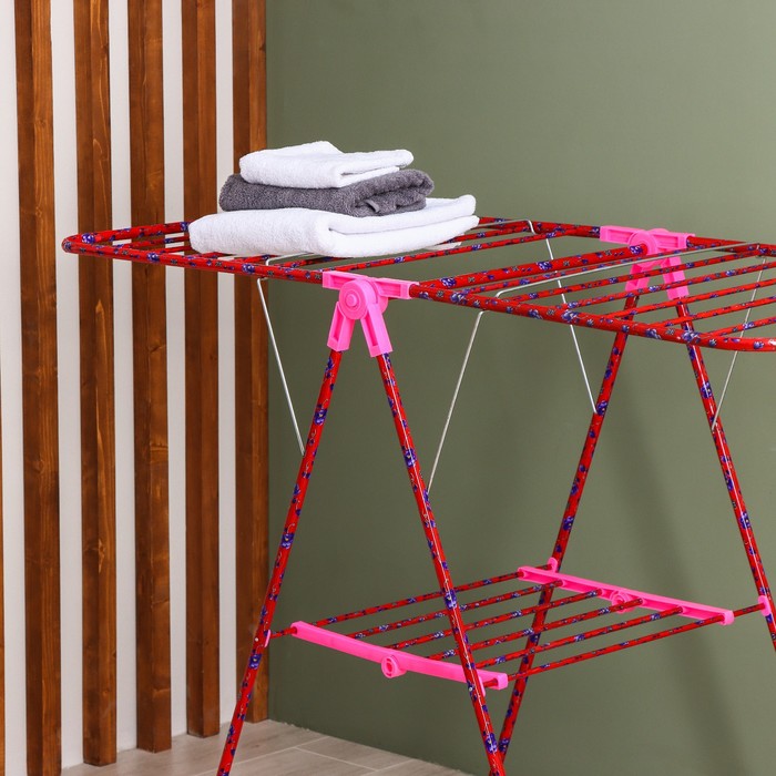 Сушилка для белья напольная складная, окрашенная, 130x60x100 см, рабочая длина 10 м, цвет МИКС