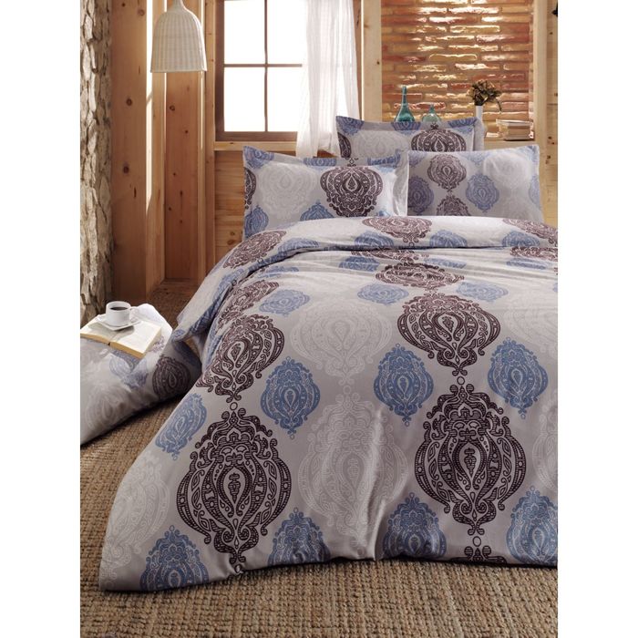 Постельное бельё Евро COTTON LIFE Creton PERSIA, цвет голубой 200х220 см, 220х240 см, 50х70 см