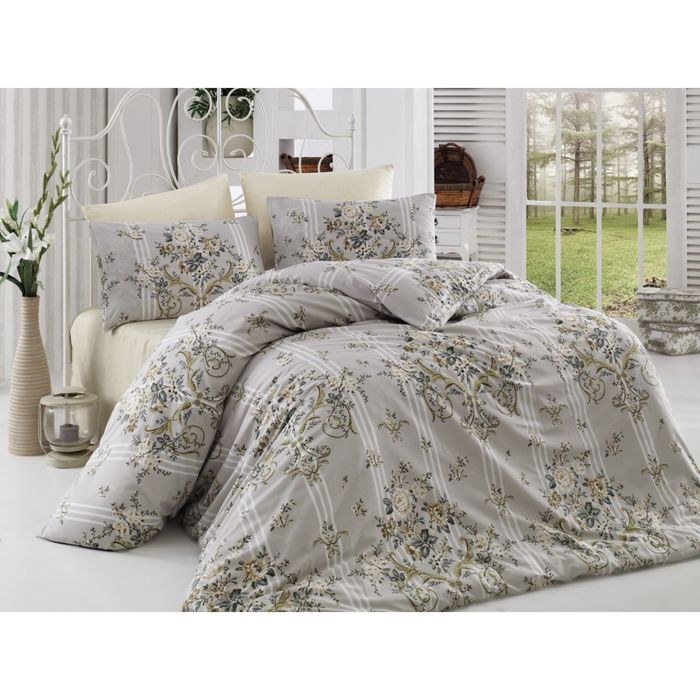 Постельное бельё Евро COTTON LIFE Creton ELIT, цвет коричневый, 200х220 см, 220х240 см, 50х70 см