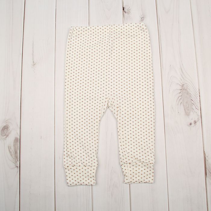 Штанишки детские "Полоски и сердечки", рост 80 см (50), цвет сливки/коричневый